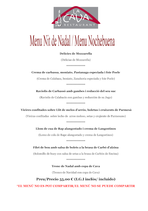 Menú Nadal 2025